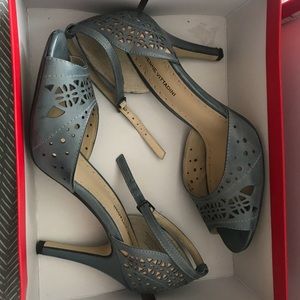 Ash blue peep toe with beautiful eyelet design
